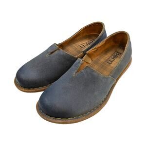 BORN "Tropi" Leather Slip-On Comfort Shoes Coastal Blue Women's 7 US - 38 EU